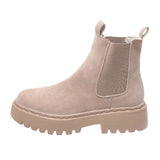 2023 New Suede Black Women's Ankle Boots Platform Shoes Casual Chelsea Boots Fashion Motorcycle Fashion Short Botas