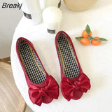 Women Boat Shoes Loafers Bow Casual Shoes Woman Flats Slip on Flat Shoes Candy Color Breathable shoes Espadrilles Big Size