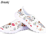Cute Cartoon Nursing Doctor Printed Flats Shoes Women Casual Summer Slip on Sneakers Lightweight Nurse Ladies Shoe