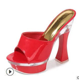 Women Slippers Sexy Super High Heel 14CM Waterproof Table Slippers Female Shoes Sandals Wedding Banquet Nightclub