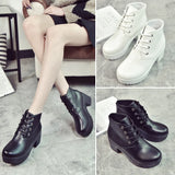 Size 35-41 Short Boots Round Head Black And White Thick-Heeled High-Heeled Cos Martin Boots In Spring And
