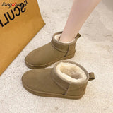 Fashion Winter Snow Boots Fur Ladies Boots Tube Thickened Cotton Warm Fur Shoes Student Women Winter Short Boots