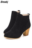 Autumn And Winter Short Cylinder Boots With High Heels Boots Shoes Boots Women Ankle Boots With Thick Scrub