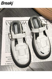 Slippers Casual Cover Toe Platform Slides Mules For Women 2023 Med Luxury Retro PU Rubber Hoof Heels Microfiber Fretwork