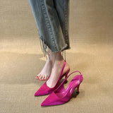 Breakj Classic Simple Gray High-Heeled Women's Sharp Head Behind A Word Buckle With Commute Banquet Fine