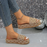 Women Platform Slippers 2024 Summer Slides Women Shoes Designer Flat Sandals Outdoor Floral Sandals Ladies Beach Shoes