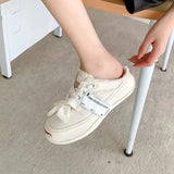 Platform Casual Canvas Half Slippers Label Sewing Designer Lace Up Shoes Slip On Sneakers Cross Tied Trainers For