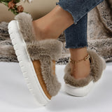 Design Luxury Winter Fur Slippers Women Indoor Outdoor Warm Plush Slippers Woman Comfort Non Slip House Shoes Plus Size