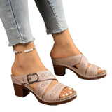 Breakj Out And Coarse Roman Cool Slippers 2025 Summer New Word With Large-Size High-Heeled Women's