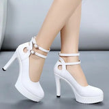 Black Red Women Shoes Autumn Platform Round Head Women Pumps Shoes Sexy Thick Heel High Heels 11CM Pumps Single Dance