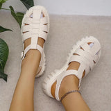 Rome Closed Toe Platform Sandals for Women Buckle Strap Thick Bottom Sandals Woman Summer Pu Leather Student