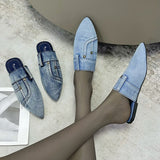 New Shoes for Women Mules Women's Slippers Fashion Pointed Toe Slippers Women Denim Shoes Ladies Comfortable Flat