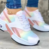 Ladies Sneakers Spring and Autumn New Lace Up Wedge Platform Shoes Ladies Outdoor Fashion Air Cushion Casual Runing