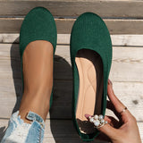 and Autumn 2024 New Outwear Solid Color Oversized Shallow Cut Shoes Women's Knitted Comfort Flat Shoes