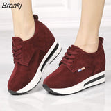 Shoes Women Casual Lace Up High Heels Female Wedges Sneakers Fashion Breathable Comfort Increase Within Shoes for