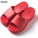 Slip on Women Wedges Sandals Platform High Heels Fashion Open Toe Woman Slippers Comfortable Slides Ladies Casual