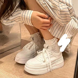 Woman Casual Shoes Lace-up Platform Running Sneakers Women Comfort Shoes Female Flat Fashion White Sports Shoes