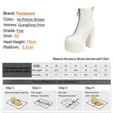 And Autumn 2023 New Thick Heel Short Boots European And American Fashion 14CM Women Shoes Front Zip Round Head High
