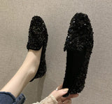 Women Flat Glitter Sneakers Casual Female Slip-On Bling Platform Comfortable Plus Size Loafer Shoes