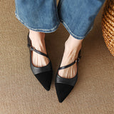 Brown Pointed Single Shoes Nuzhen Soft Leather 2024 New Flat-Heeled Shallow Ladle Shoes With French Flat