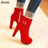 Fashion Autumn Scrub Buckle Women Ultra High Heels Platform Thick Heel 0 Boots Women's