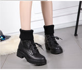 Martin Boots Girls College Style Students Non-Slip Thick Soles Plush Warm Wool Rice White Large Size Short
