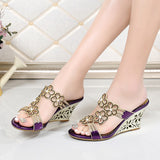 The Summer Of 2024, New Diamond Sandals, Slope Heels, Crystal Diamond Shoes, Open-Toed Bohemian