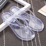 Beach Flat Clear Flip Flops Girls Transparent Slippers Female Jelly Shoes Plain Color Women's Flip-Flops Ladies
