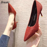 Woman High Heels Pumps PU Leather Escarpins Wedding Stilettos Sexy 5/9cm Zapatillas Mujer Talon Femme Tacones