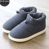 Women Winter Waterproof Down Shoes Plus Size 45 Warm Plush Flat Snow Boots Woman Indoor Non-slip Couple Cotton