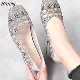 2023 Summer Fashion Pumps Cut-outs Women Crystal Casual Ladies Shoes High Heels Tenis Feminino Genuine Leather