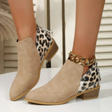 Women's Shoes 2023 High Quality Slip-on Women's Boots Fashion Leopard Print Daily Boots Women Sexy Pointed Toe Naked