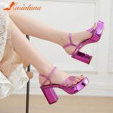 Heeled Women Sandals 2023 New Fashion European Style Sexy Women Shoes Summer Straight Buckle Colorful Platform