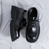 Breakj 2024 New Youth Big Head Round Head British Wind Low Heel Set Foot Work Wear Thick Bottom Shoes