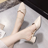 Pointed Toe slides Shallow High Heels Shoes Sandals Black Beige Block Square Heel Pumps 2023 Party Women Mules