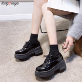 Heels Loafers Women 2024 Spring British Style Thick Heels Oxfords Shoes Woman Black Jk Uniform Shoes Mary Janes