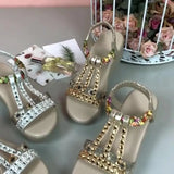 Sandals Women's Summer 2024 New Comfortable Thick-Soled High-Heeled Shoes Bohemian Crystal Diamond