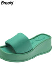 Sole Wedges Flip Flops for Women 2023 Summer Clip Toe Platform Sandals Woman Non Slip Beach Slippers High Heel
