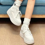Woman Casual Shoes Lace-up Platform Running Sneakers Women Comfort Shoes Female Flat Fashion White Sports Shoes