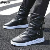and Winter Men's Boots Boots Men's Shoes Zipper Leather Boots High-top Metal Buckle Short Boots