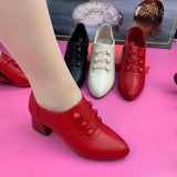Women's Shoes Spring/autumn All-match High-heeled Shoes Women Pointed Thick-heeled Side Zipper Leather Shoes Fashion Women