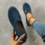 Women Shoes Fashion Breathable Hollow Slip on Casual Shoes Lightweight Anti-Slip Flat Shoes Zapatos Mujer Women