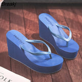 New Womens Shoes Comfort Summer Women Wedge Platform Slippers Outdoor Sports Beach Flip Flops Opened Toe Casual