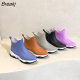 Women Rainboots Slip-on Waterproof Girls Ankle Boots PVC Anti-Slip Spring Autumn Rain Shoes Platform Woman Fishing Rubber