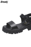 Platform Sandals One Word Ankle Buckle Summer Ladies Non-Slip Casual Open Toe Shoes 2023 New Ladies Fashion
