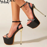 Sexy 17CM Women Sandals Summer Fashion Crystal PVC Transparent Open Toe Buckle Strap Platform High Heels Pole Dance