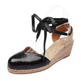 Women Wedges Sandals Ankle Strap Woman Espadrilles Narrow Band Closed Toe Female Summer Shoes Ladies Platform Sandal New