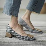 Temperament Women Shoes Spring Summer New Midheel Shallow Mouth Single Shoe Women Square Toe Wild Fairy Style Ladies