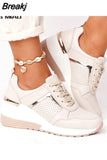 Women Sneakers Lace-Up Wedge Sports Shoes Women's Vulcanized Shoes Casual Platform Ladies Sneakers Comfy Females