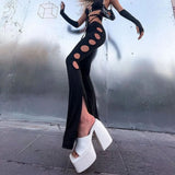 Design 2023 Summer Woman Platform Slippers Mules Shoes Hoof Heels Gothic Style Sexy Fashion Woman Shoes Outside
